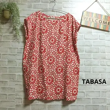 TABASA 꽃무늬 슬리브리스 튜닉 린넨 100%