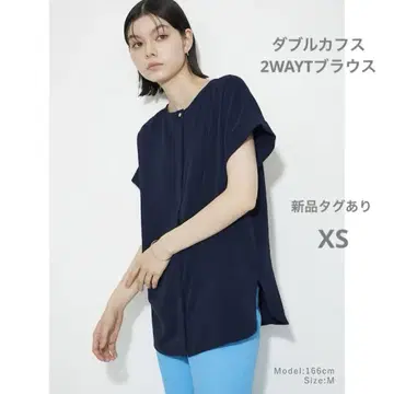 플라스테 더블 커프스 2WAYT 블라우스 네이비 XS
