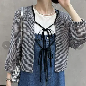 CIAOPANIC TYPY 시어 레이스 보더 백 리본 탑
