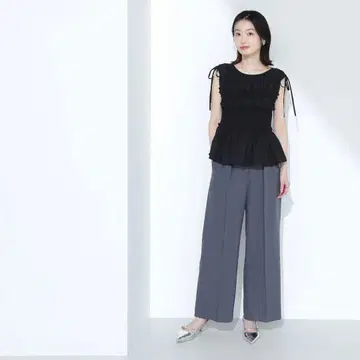 NATURAL BEAUTY BASIC 셔링 페플럼 블라우스