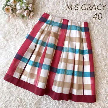 새상품급 M'S GRACY 2020년 컬러풀 체크 스커트 레드 40
