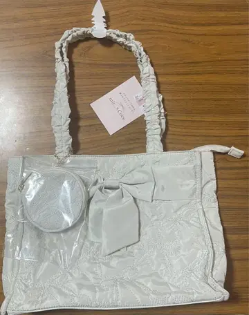 시마무라 코코 리본 퀼트 토트백 화이트
