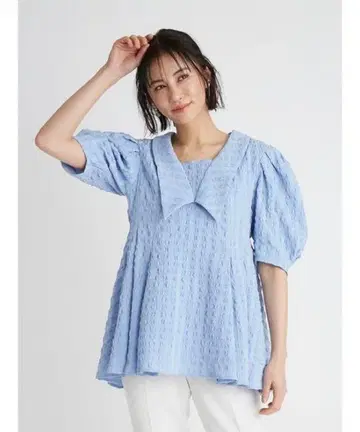 셀포드 퍼플 체크 블라우스