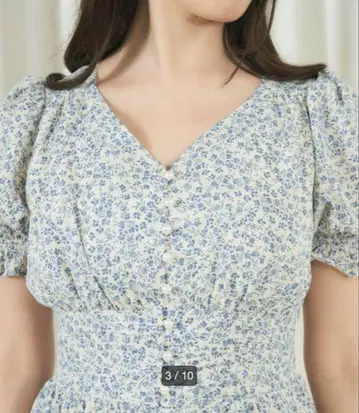 miia 퍼프 슬리브 원피스 미니 꽃무늬 미아