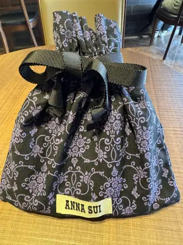 ANNA SUI 꽃무늬 복조리와 고양이, 별 패턴 가마구치 지갑 세트