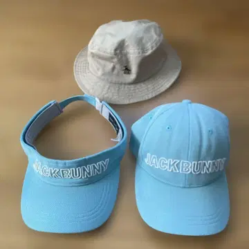 JACKBUNNY 스카이블루 캡 바이저 맨싱 버킷 햇 세트