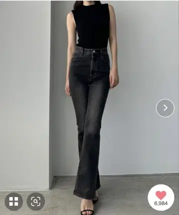 Louere 스트레치 플레어 데님 팬츠 블랙 M