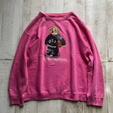 구제 의류 BIG BEAR PRODUCTS 맨투맨 핑크 베어 USA