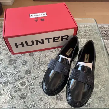 HUNTER 리본 로퍼 레인 슈즈