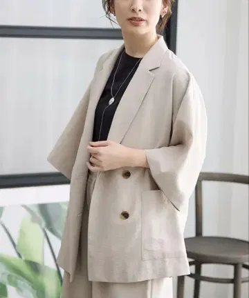 렙심 루즈 W 브레스트 5부 소매 자켓