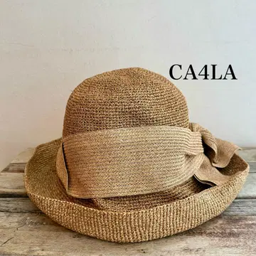 CA4LA 베이지 스트로우 햇 리본 포함