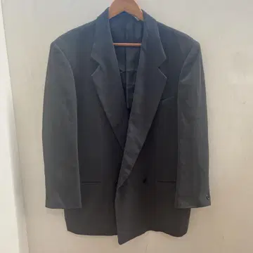 분위기 만점! 빈티지 수트 그레이 더블 브레스트 정장 자켓