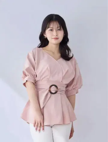 over E 허리 벨트가 있는 카슈쿨 블라우스