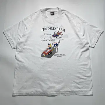 90s 후르츠 델타 항공 USA제 빈티지 티셔츠 2XL 화이트 6928