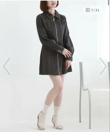 archives 프론트 지퍼 데님 미니 원피스 M