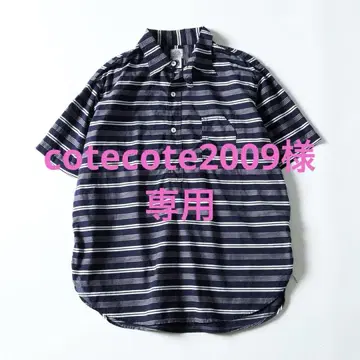 포스트 오버올즈 반팔 셔츠 네이비 보더 L 새상품 미사용