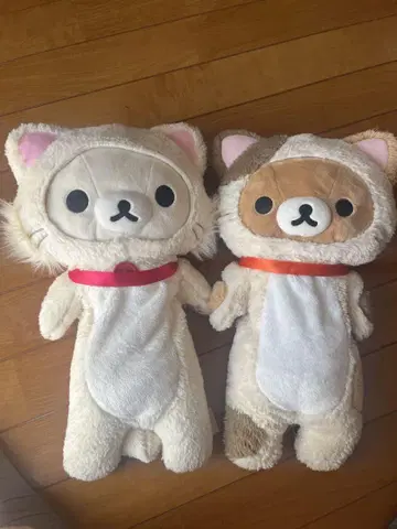 리락쿠마 고양이 디자인 봉제 인형 2개 세트