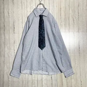 넥타이 셔츠 코디 린넨 린넨 올 패턴 긴팔 셔츠 빅 루즈 오버 사이즈