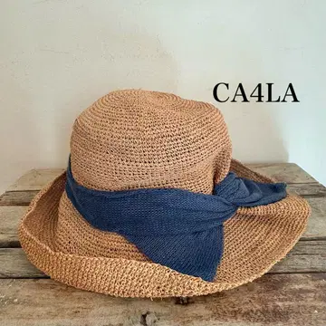 CA4LA 스트로우 햇 린넨 리본
