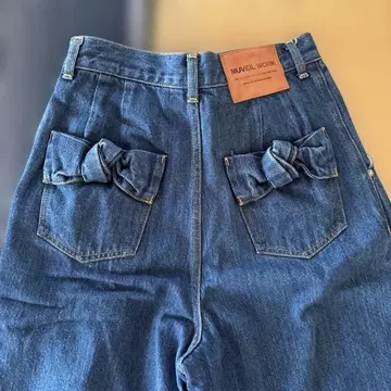 MUVEILWORK 다크 블루 와이드 레그 데님