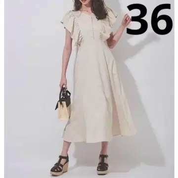 31 Sons de mode 프릴 소매 베이지 롱 원피스 걸리시 S