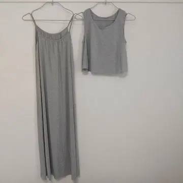 그레이 슬리브리스 티셔츠 원피스 세트