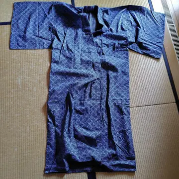 네이비 컬러 양면 염색 남성용 유카타 손바느질? 쇼와 레트로