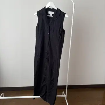 PETITE 블랙 슬리브리스 셔츠 원피스