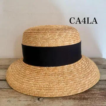 Ca4La 베이지 밀짚모자 블랙 리본