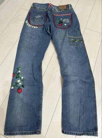 레어 러프 청바지 자수 데님