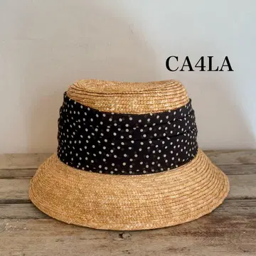 CA4LA 도트 리본 밀짚모자