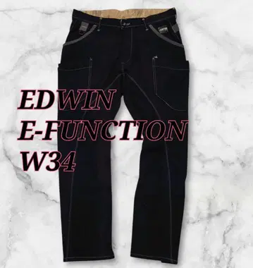 EDWIN E-FUNCTION 입체 재단 카고 팬츠 스트레치 블랙 W34