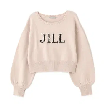 JILL BY JILLSTUART 로고 자카드 비쥬 니트 긴팔 핑크