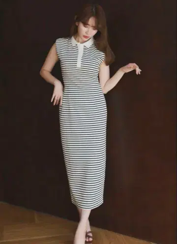 Her lip to French Sleeve 폴로 롱 드레스