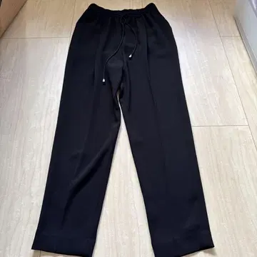 블랙 허리 밴딩 드로우 스트링 팬츠