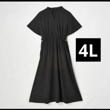 시마무라 오카다 유리 허리 드로스트 원피스 블랙 4L