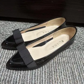 새상품급 24.0 DIANA 블랙 플랫슈즈 리본 포함