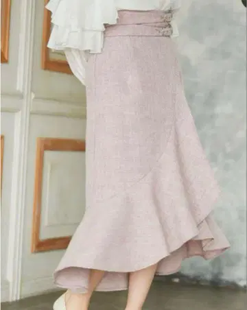 헤르립토 더블 벨트 트위드 래핑 스커트