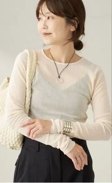 플라주 메쉬 시어 롱 T