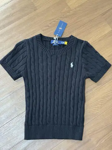 Polo Ralph Lauren 케이블 짜임 반팔 니트 S 블랙