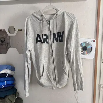 그레이 ARMY 후드 부착 후드티 M 사이즈