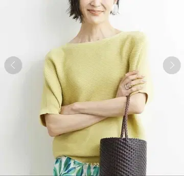 MICHEL KLEIN 보트넥 니트 연한 노란색 M 풀오버