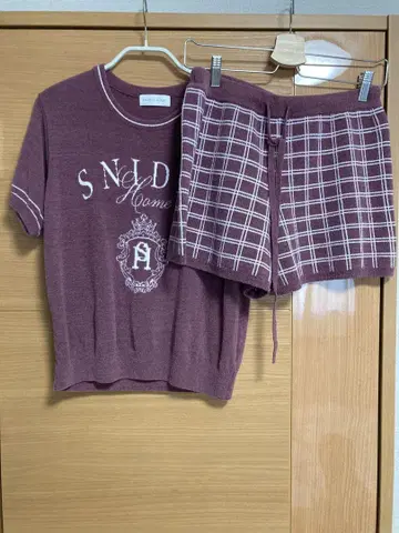 SNIDEL HOME 스나이델 홈 체크 셋업 룸웨어