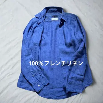 100% 프렌치 린넨 인디고 블루 셔츠 사이즈 2