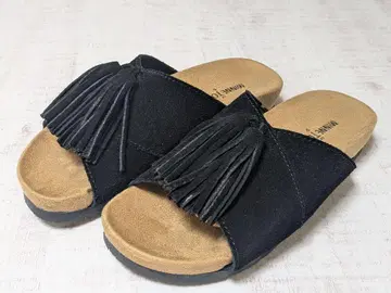 미사용 미네통카 Minnetonka 태슬 샌들 미라 블랙 23cm