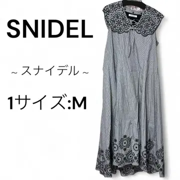 SNIDEL 스나이델 자수 그레이 슬리브리스 롱 원피스