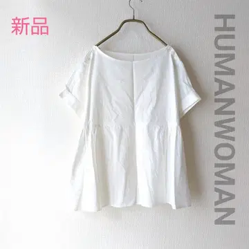 새상품 HUMAN WOMAN 휴먼 우먼 셔츠 블라우스 반팔 화이트