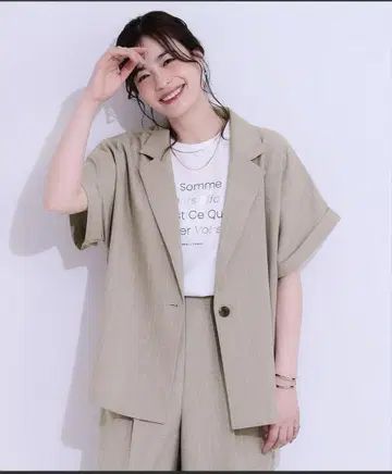 DRESKIP 린넨 느낌의 반팔 자켓