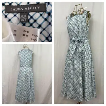 LAURA ASHLEY 슬리브리스 롱 원피스 코튼 원단