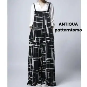 antiqua 기하학 모노톤 와이드 살로펫 올 패턴 오버롤
